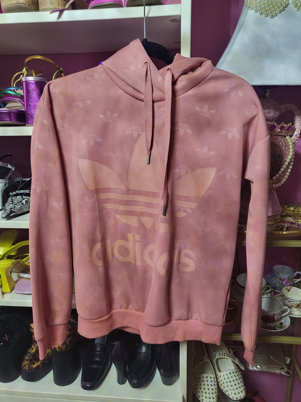 adidas Women's Dusty Pink Trefoil Pullover Hoodie